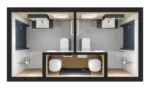 Módulo sanitario alta calidad 8,2 m² con doble baño chasis acero. - Imagen 10