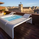 GRE Piscina Mariposa Diseño Italiano - Aluminio Blanco con Tumbonas Integradas